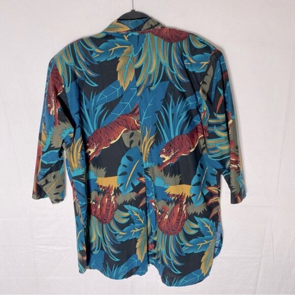 Vintage Handmade Jungle Cat Print Open Front Light Jacket Blazer XL - Picture 2 of 15
